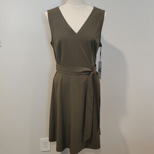 Calvin Klein Green A-Line Wrap Midi Dress